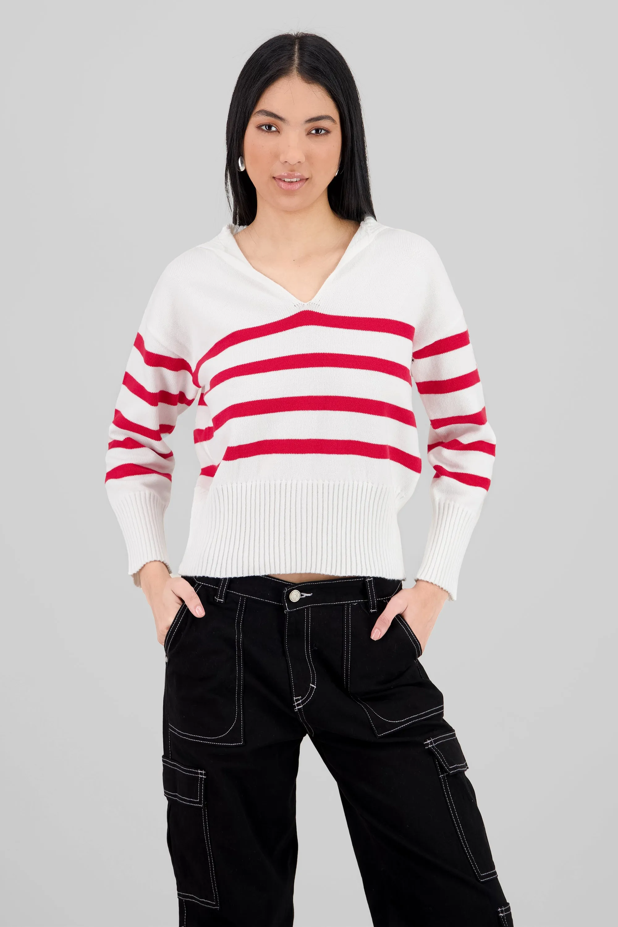 Suéter cuello polo rayas sold by Shasa