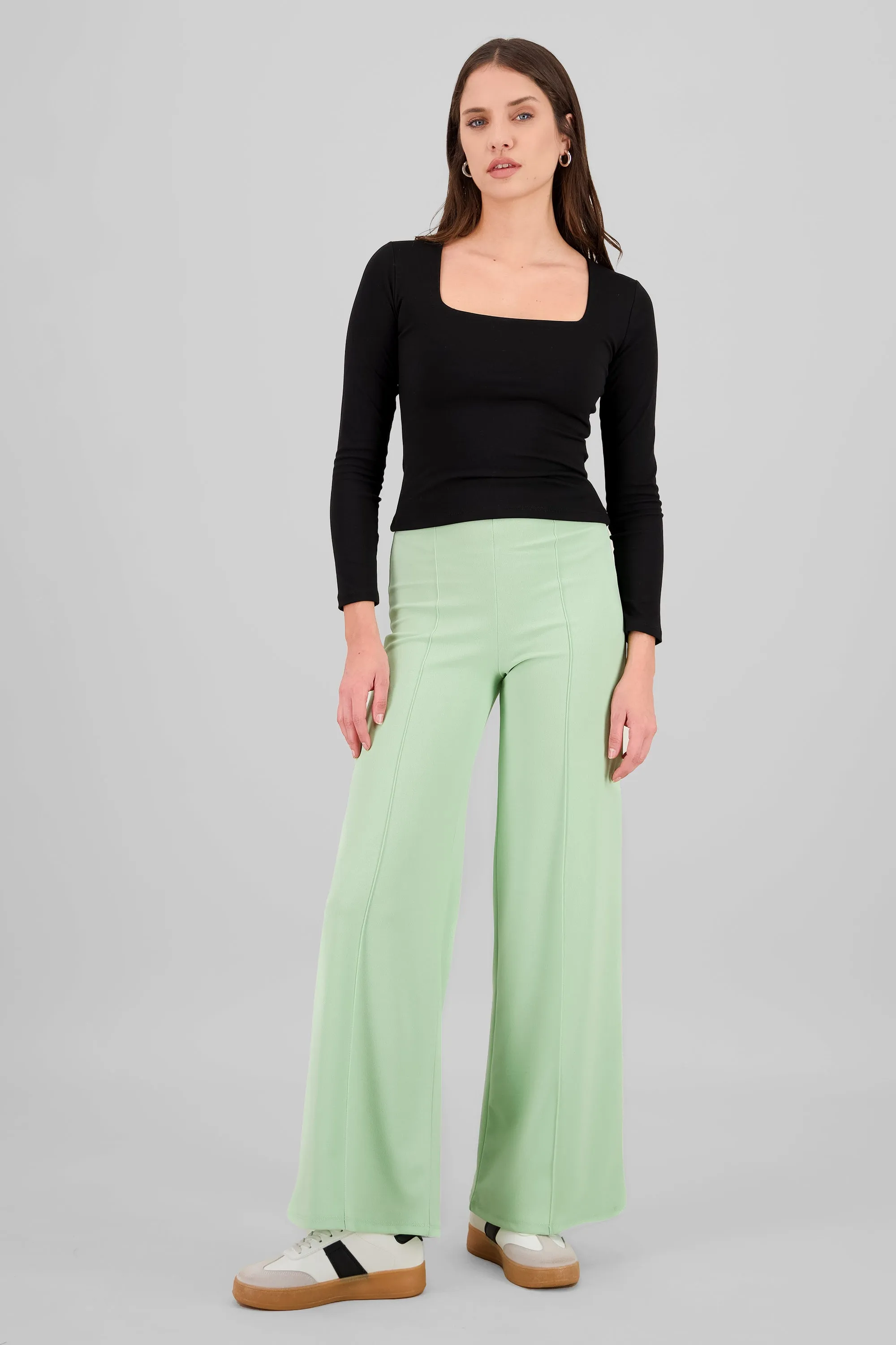 Pantalón Wide Leg Cintura Alta Costuras sold by Shasa