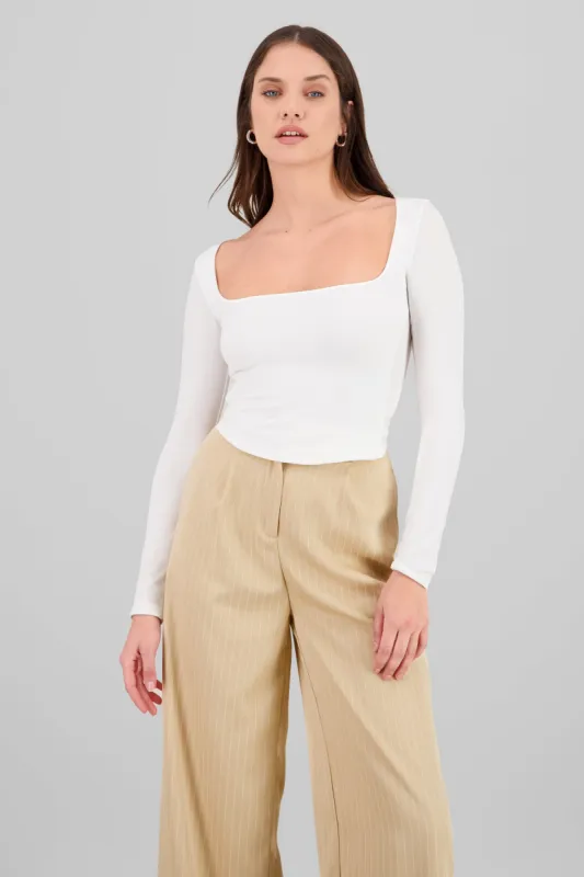 Blusa manga larga escote cuadrado sold by Shasa