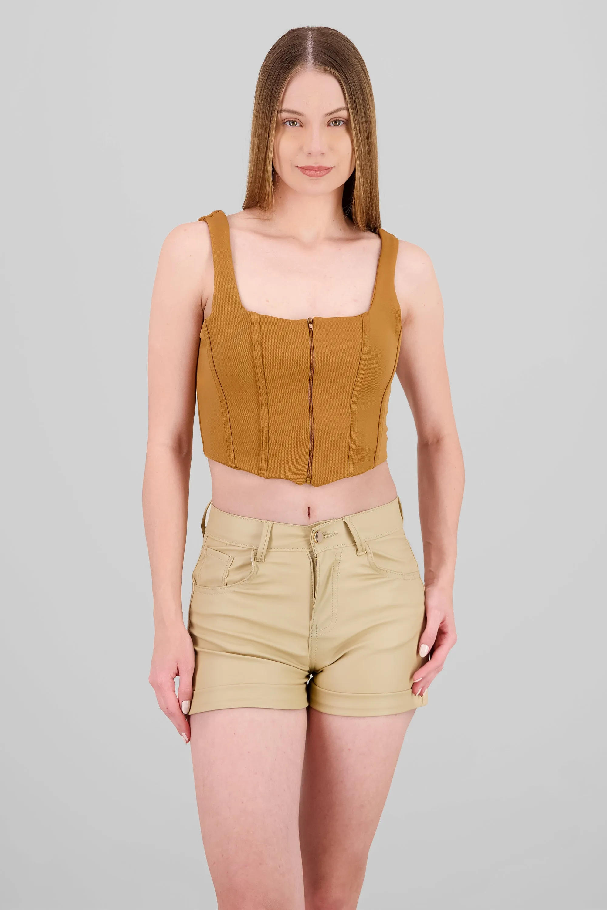 Corset corto de gamuza sold by Shasa