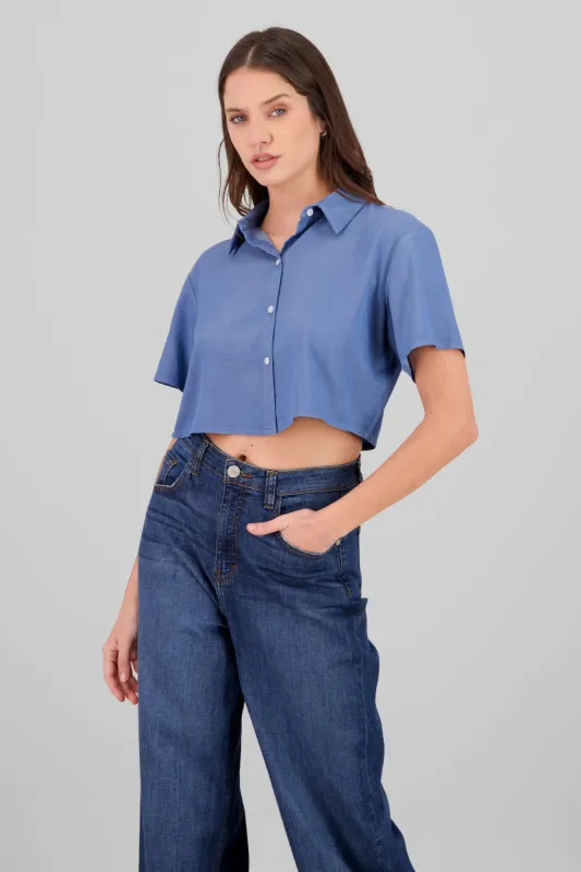Camisa crop manga corta sold by Shasa
