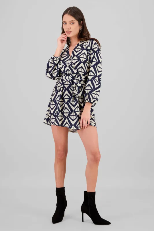 Vestido mini manga larga estampado geometrico Hyps sold by Shasa