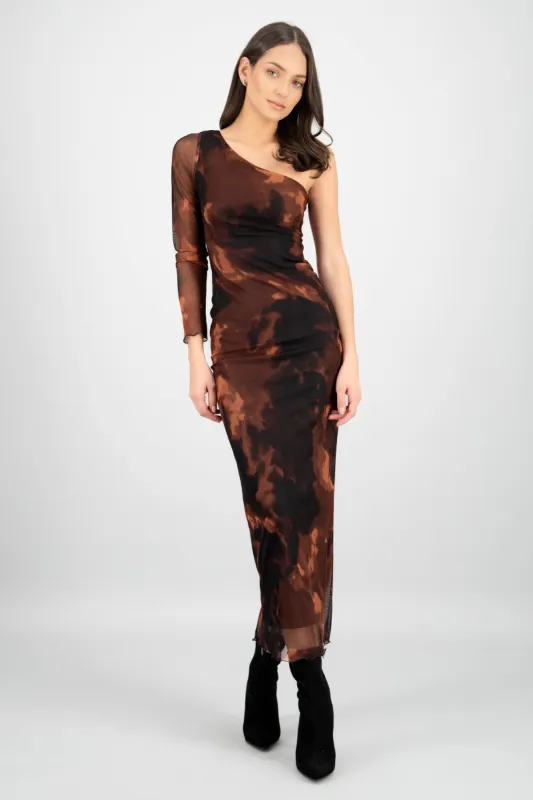 Vestido midi asimetrico una manga mesh sold by Shasa