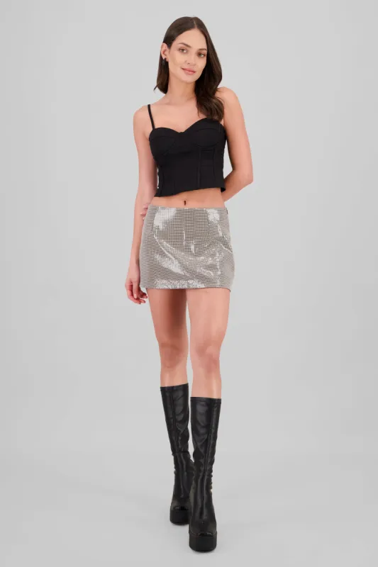 Falda mini cuadros lentejuela sold by Shasa