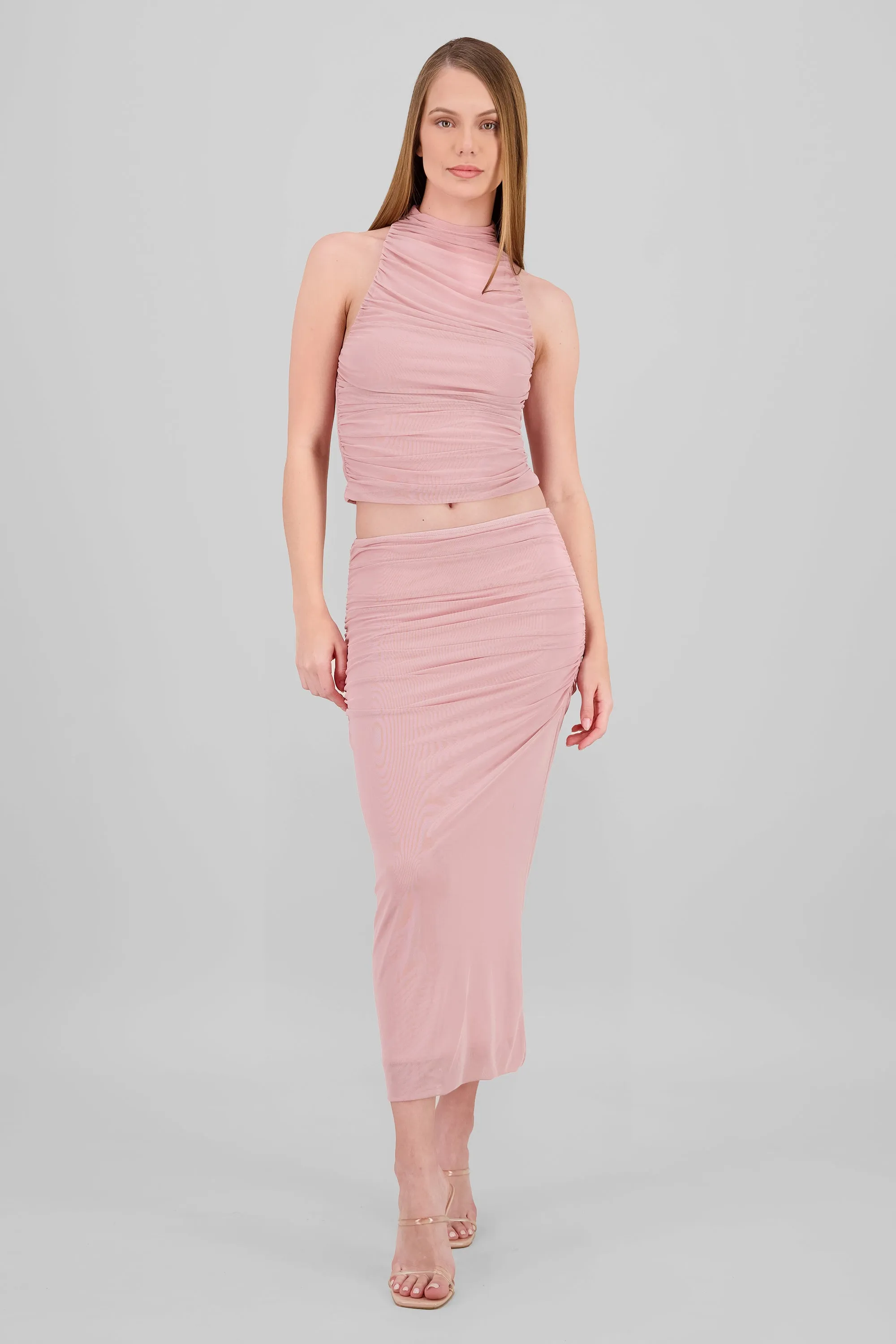 Falda midi drapeada sold by Shasa