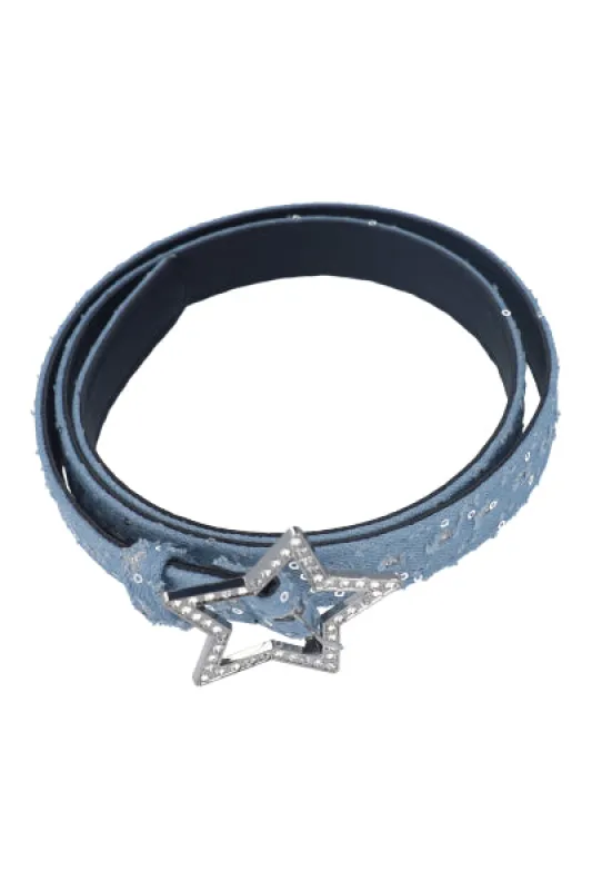 Cinturón denim estrella sold by Shasa