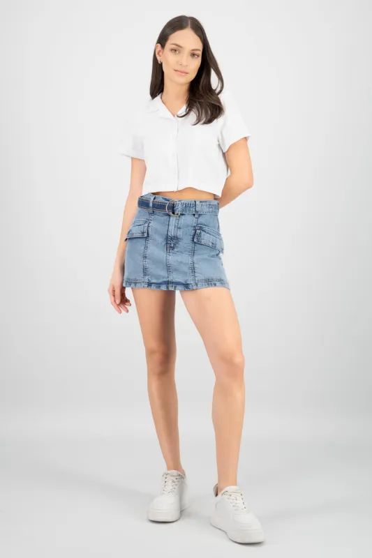 Falda short cinto 2 bolsas sold by Shasa