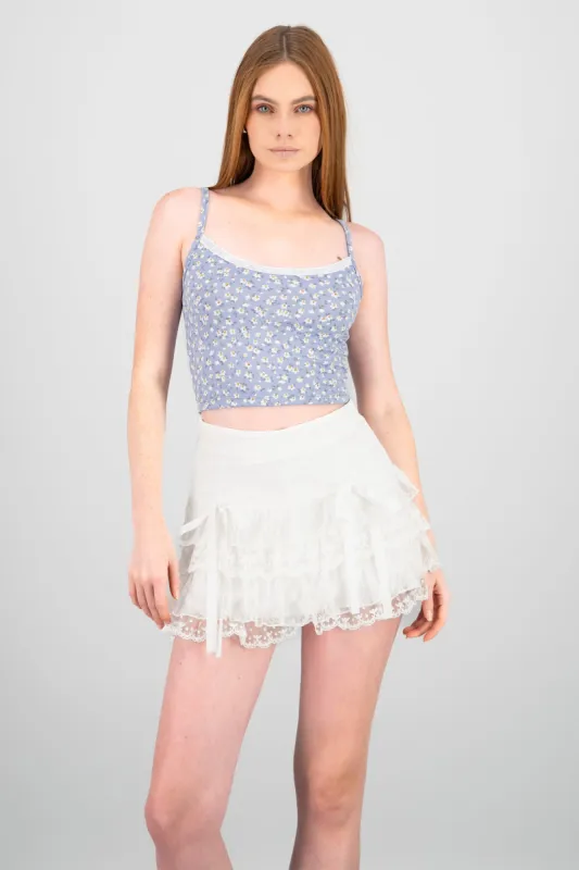 Crop top mini flores detalle encaje sold by Shasa