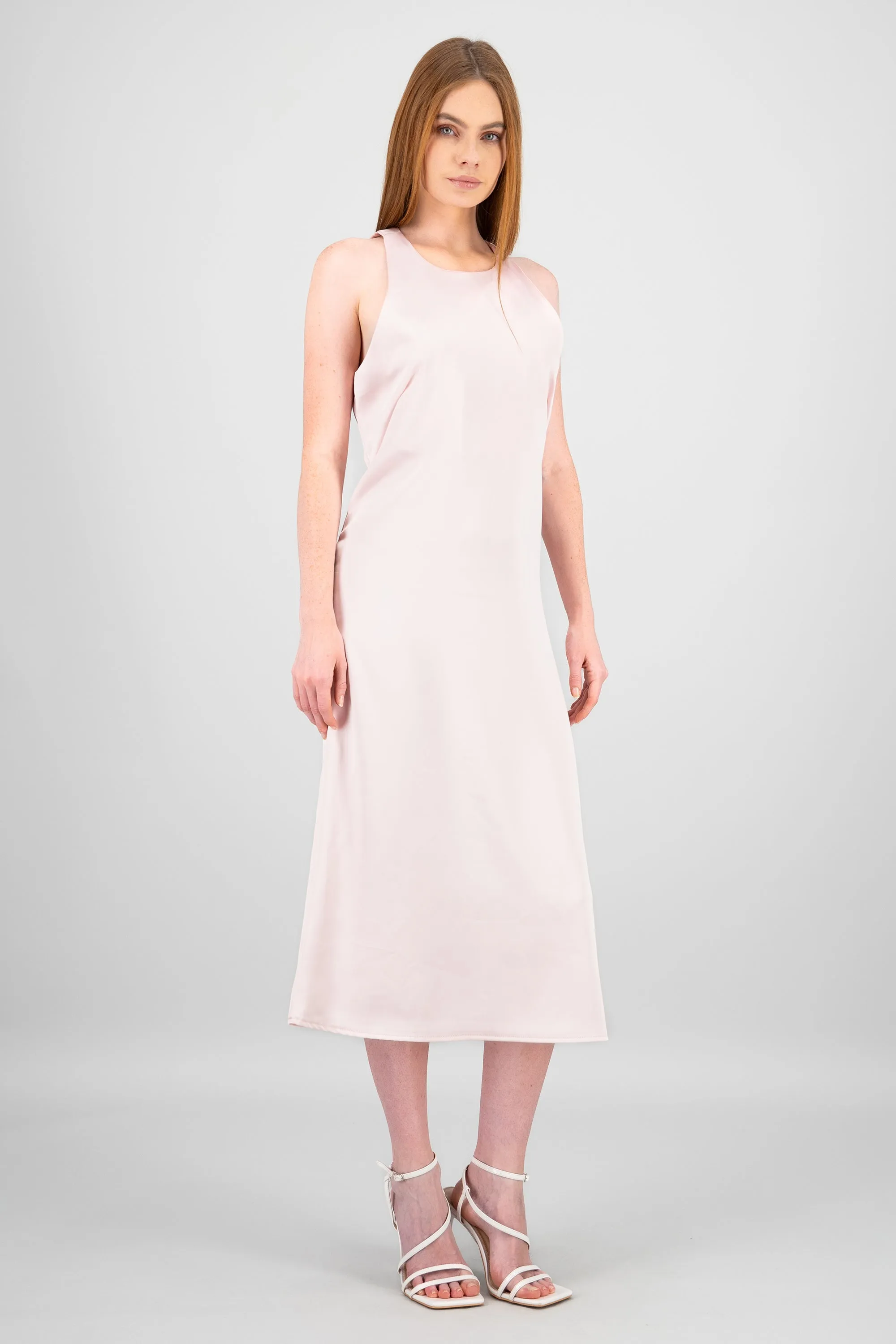 Vestido midi satin cuello redondo sold by Shasa product image thumbnail 3