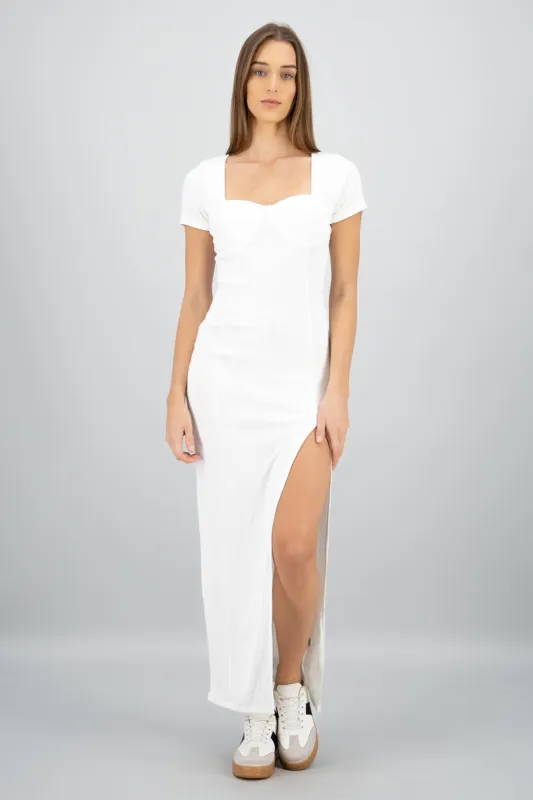 Vestido maxi rib forrado con copas sold by Shasa