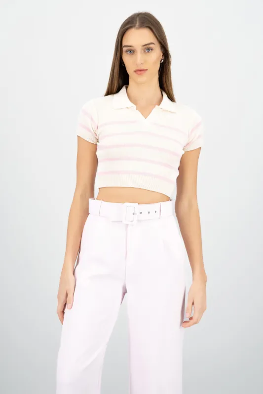 Top tejido cuello polo rayas sold by Shasa