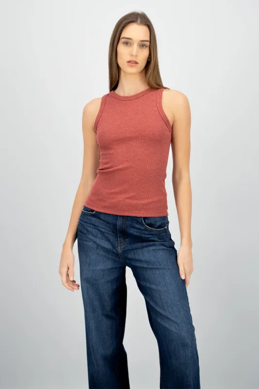 Top sin manga escote redondo rib sold by Shasa