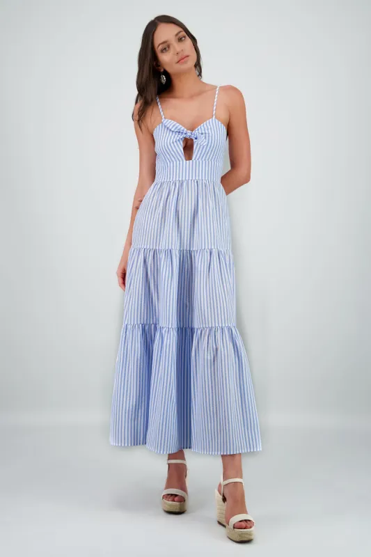 Vestido maxi con rayas con tirantes sold by Shasa