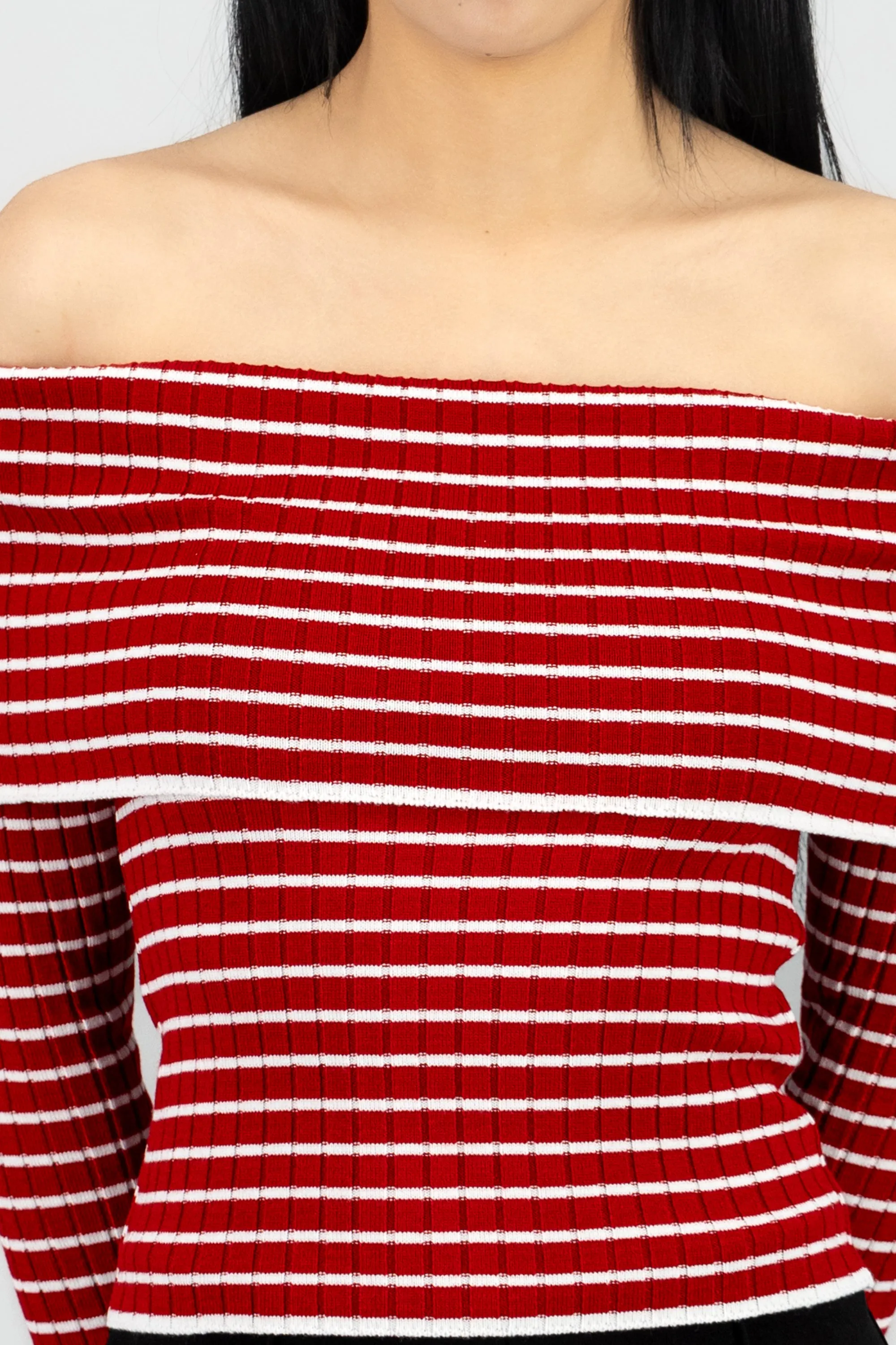 Top manga larga off shoulder textura sold by Shasa product image thumbnail 5