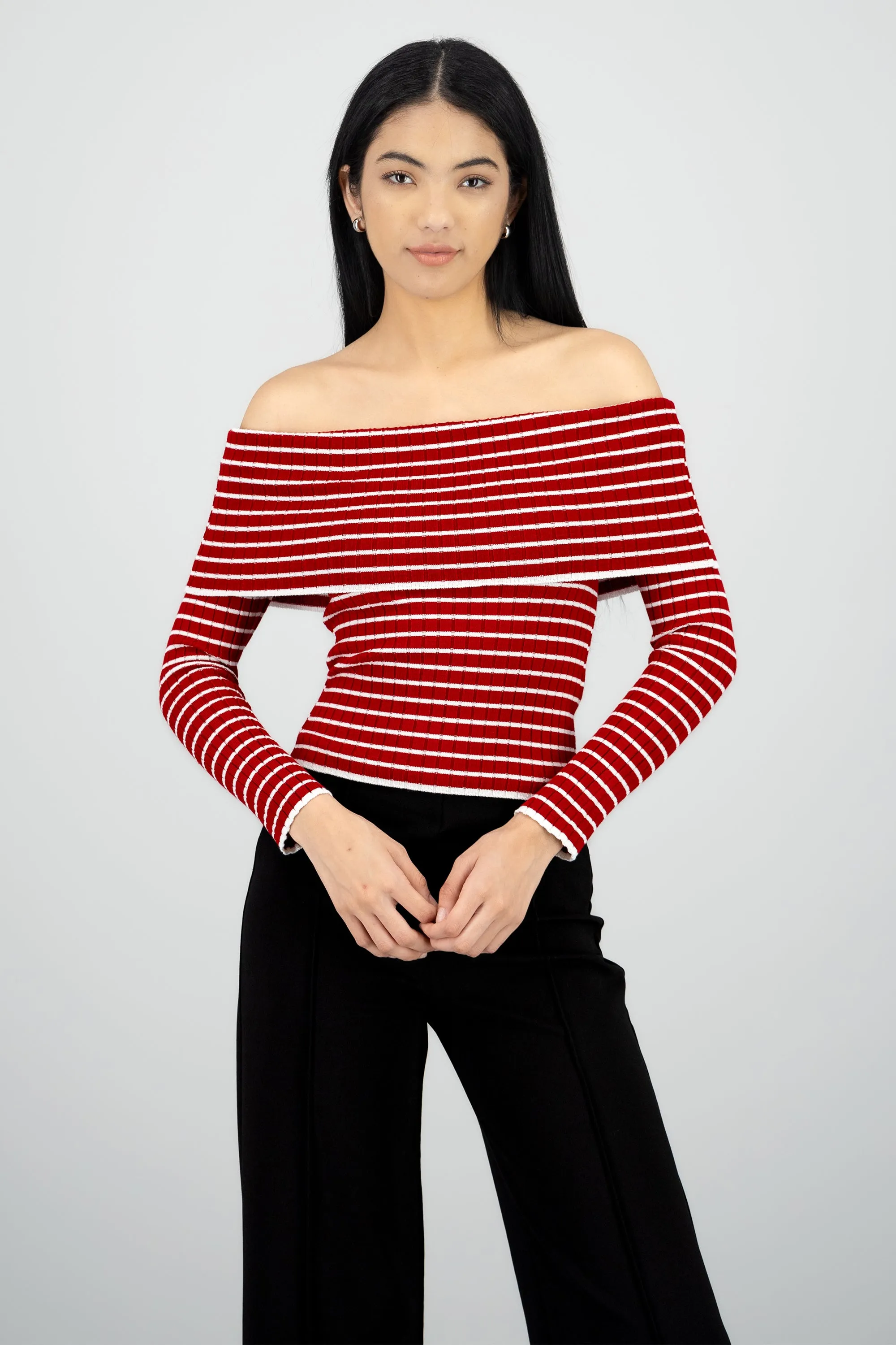 Top manga larga off shoulder textura sold by Shasa product image thumbnail 2