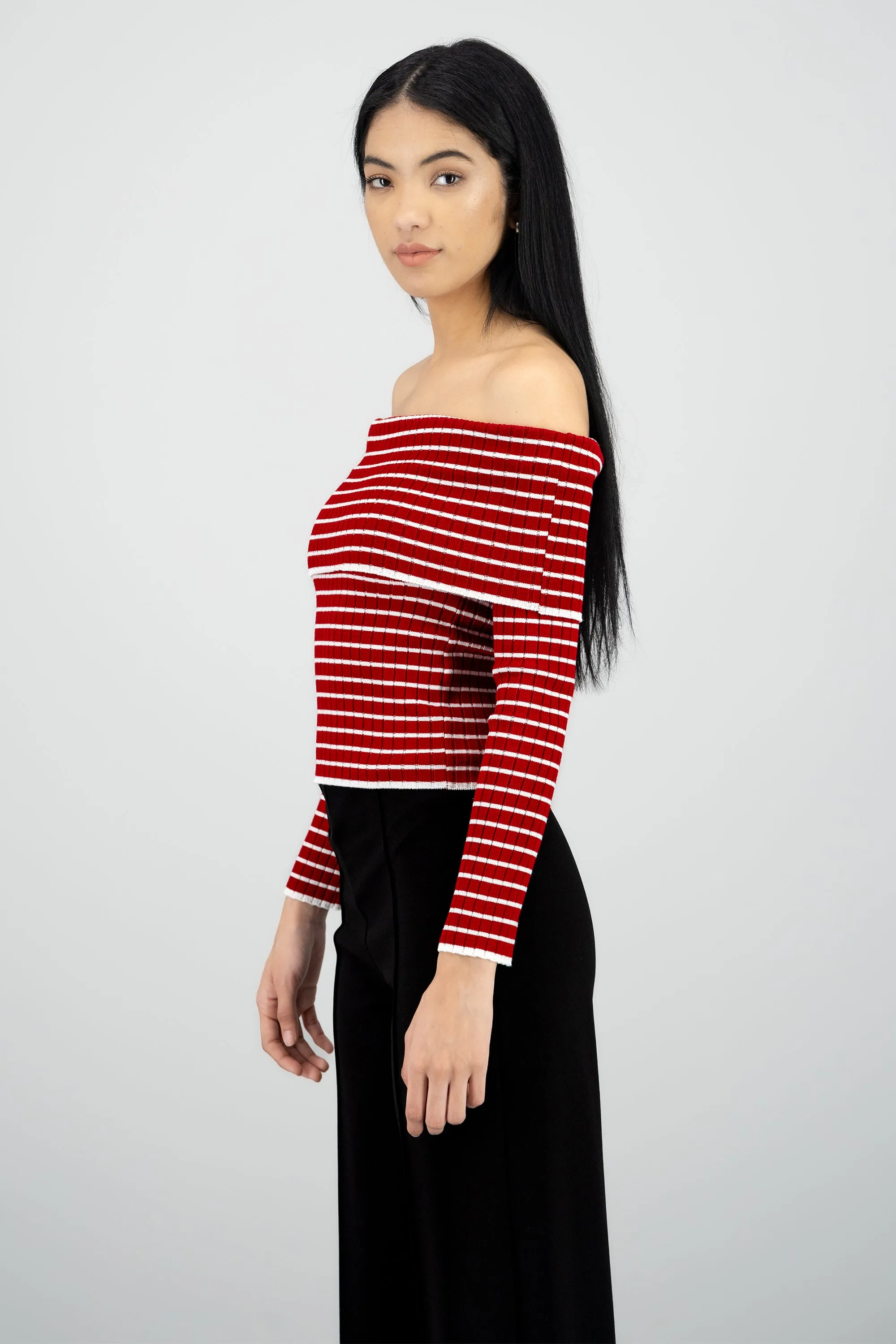 Top manga larga off shoulder textura sold by Shasa product image thumbnail 3