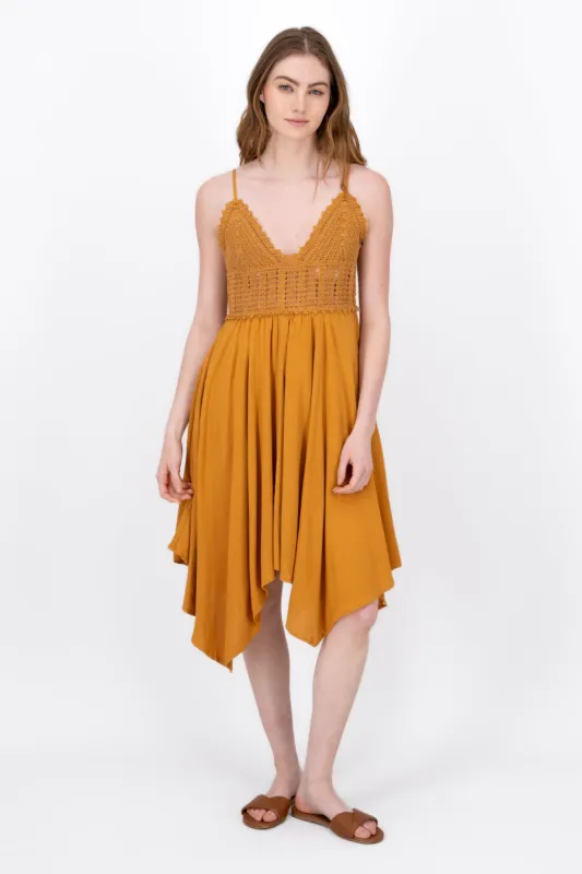 Vestido Midi Detalle Crochet sold by Shasa