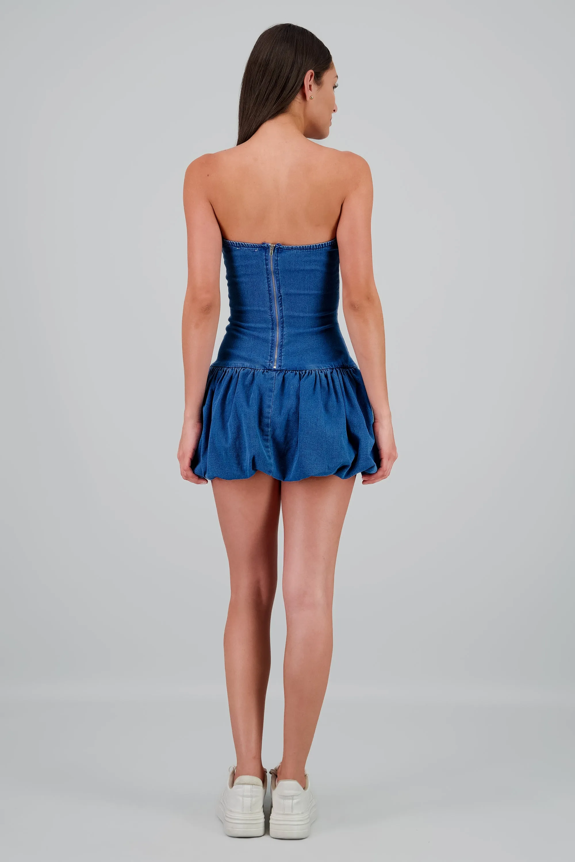 Vestido bandeau denim terminado globo sold by Shasa product image thumbnail 4