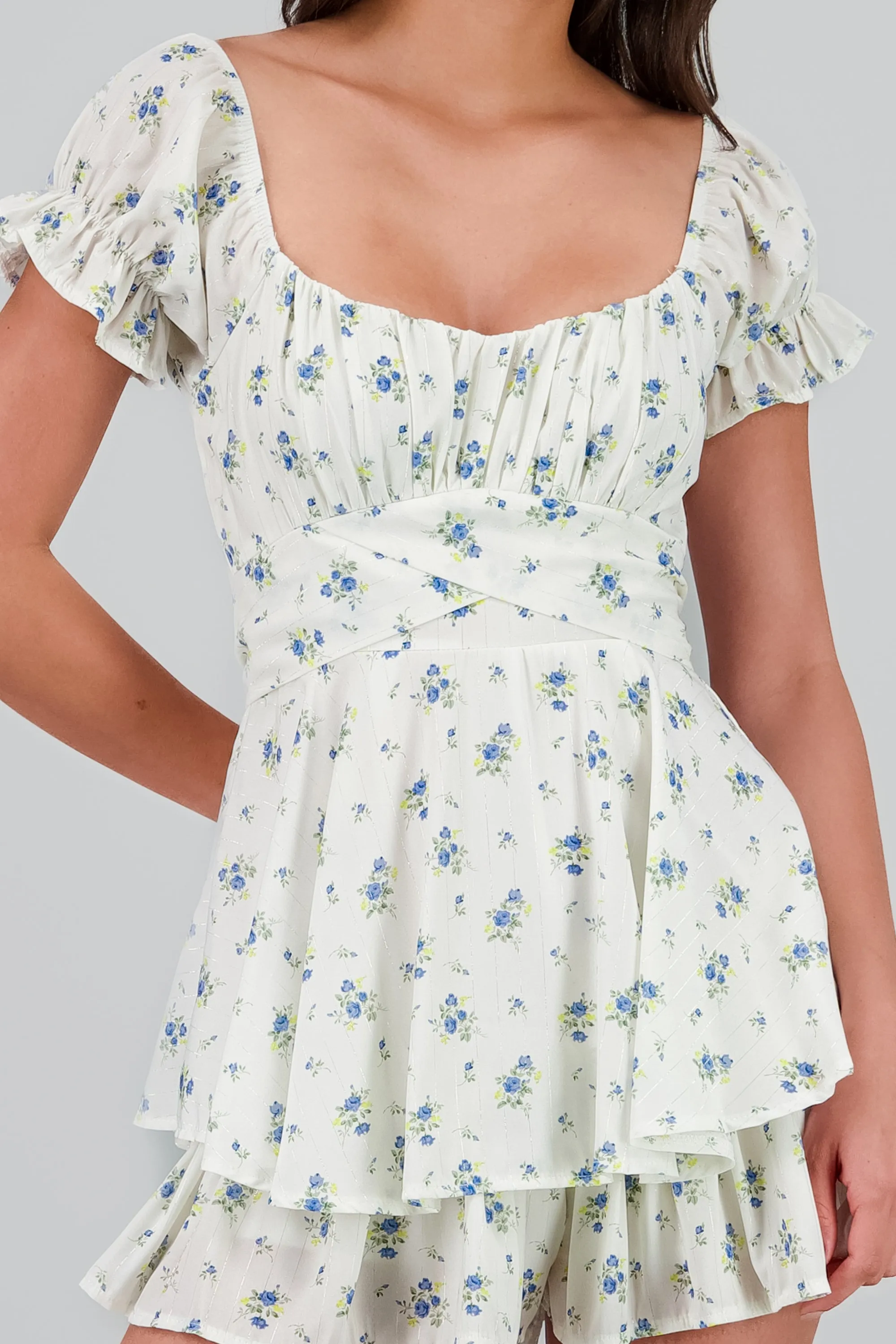 Romper olanes flores con rayas lurex sold by Shasa product image thumbnail 5