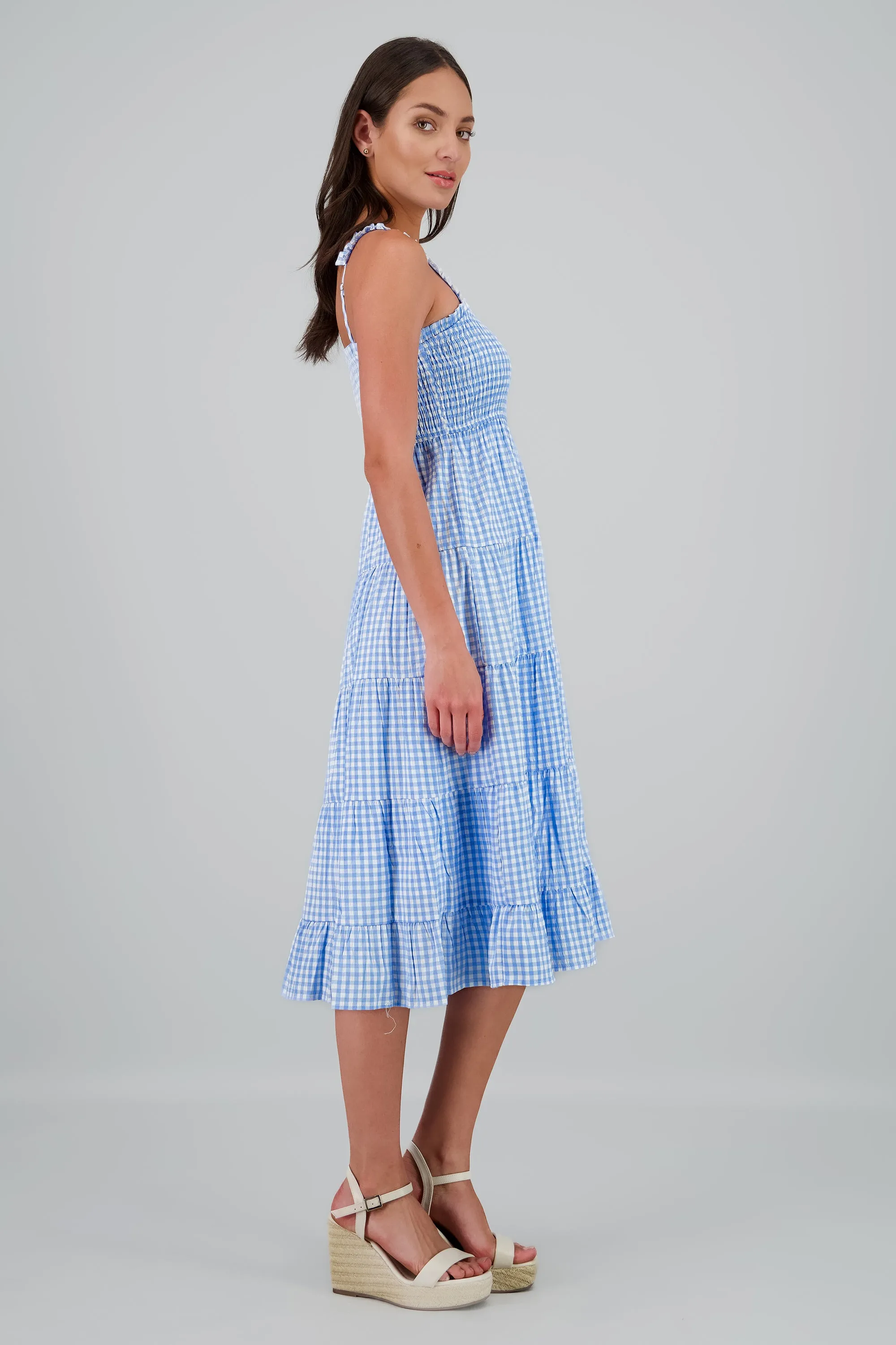Vestido maxi smocked estampado gingham sold by Shasa product image thumbnail 3