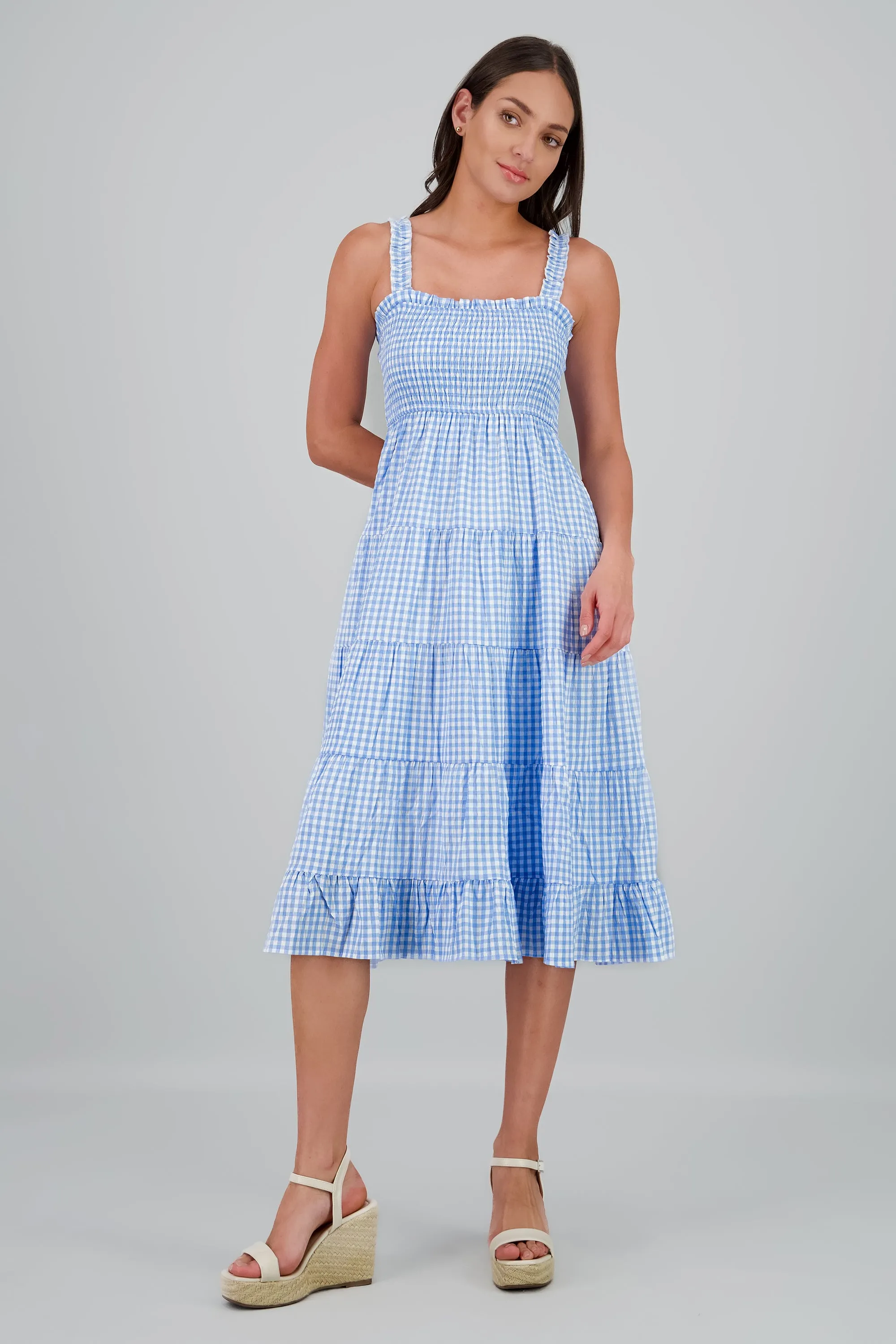 Vestido maxi smocked estampado gingham sold by Shasa product image thumbnail 2