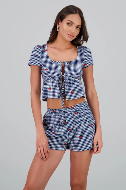 Blusa Gingham cereza detalle mono sold by Shasa