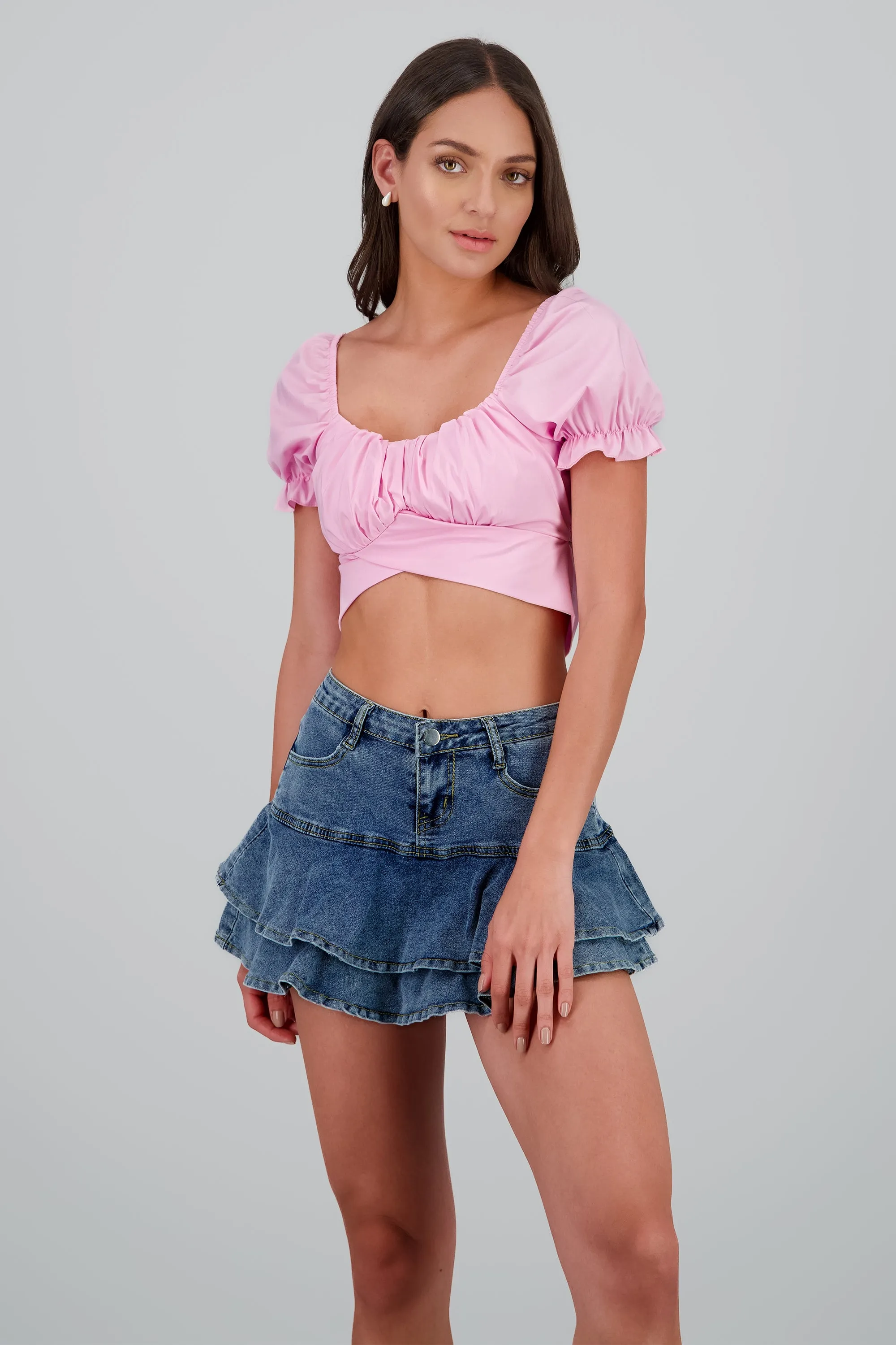 Top manga abullonada drapeado sold by Shasa