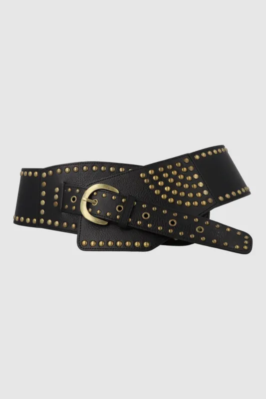 Cinturon ancho cruado studs sold by Shasa