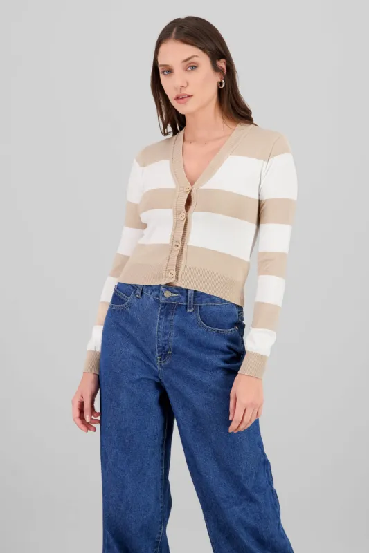 Cardigan rayas contraste sold by Shasa