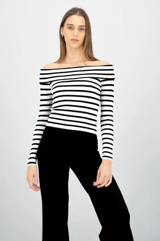 Top rayas off shoulder manga rayas sold by Shasa