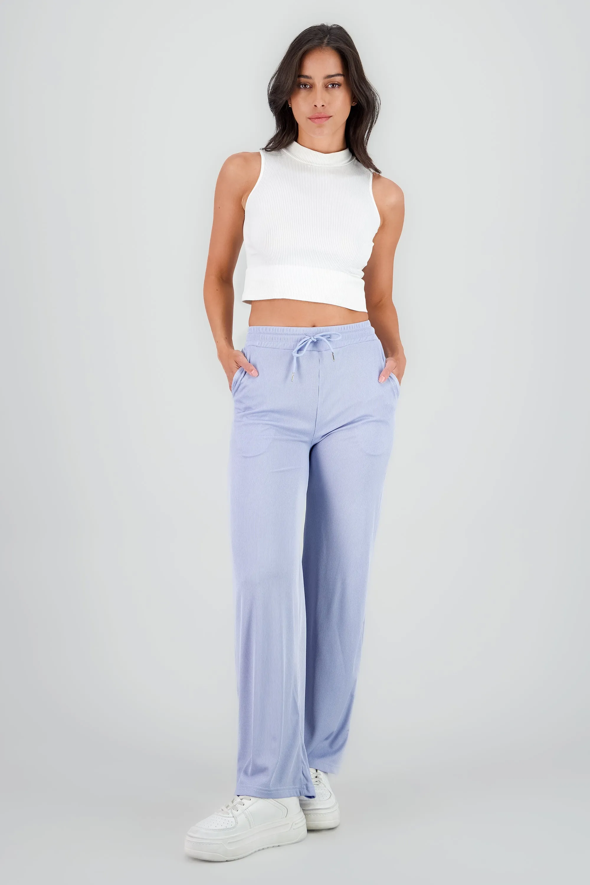 Pantalones de rib wide leg lisos sold by Shasa