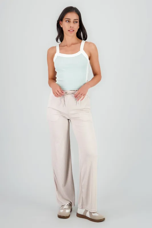 Pantalones de rib wide leg lisos sold by Shasa