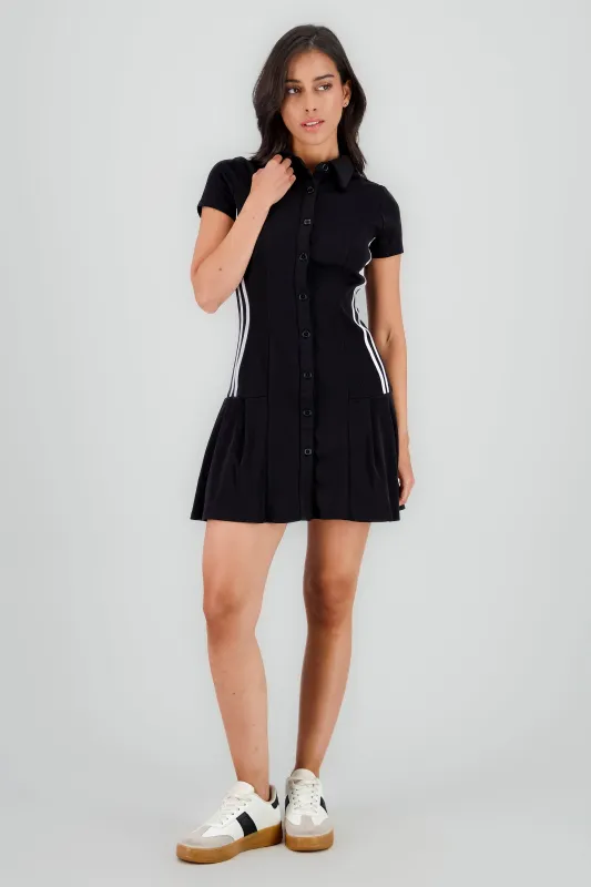 Vestido mini falda tableada cuello polo sold by Shasa