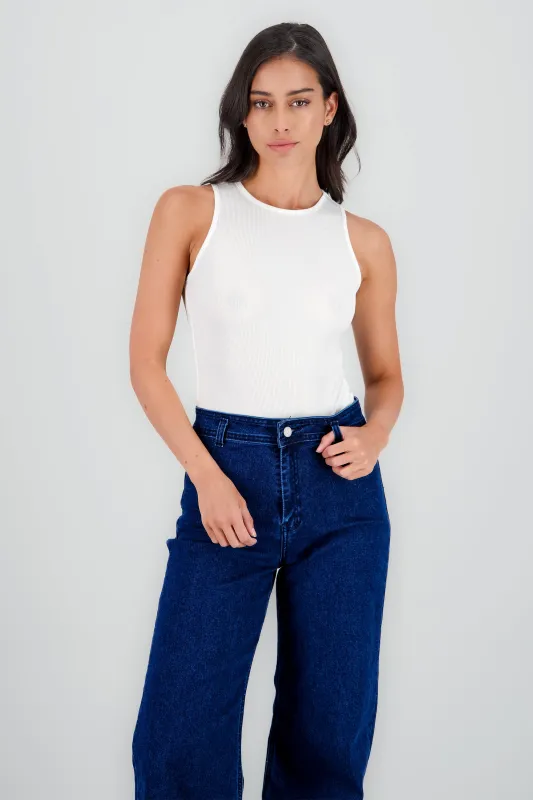 Bodysuit sin manga detalle rib sold by Shasa