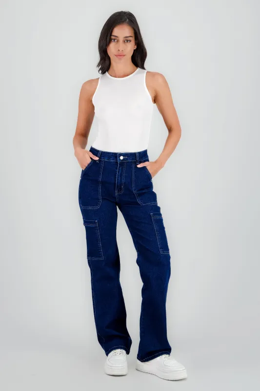 Jeans straight cargo bolsas sold by Shasa