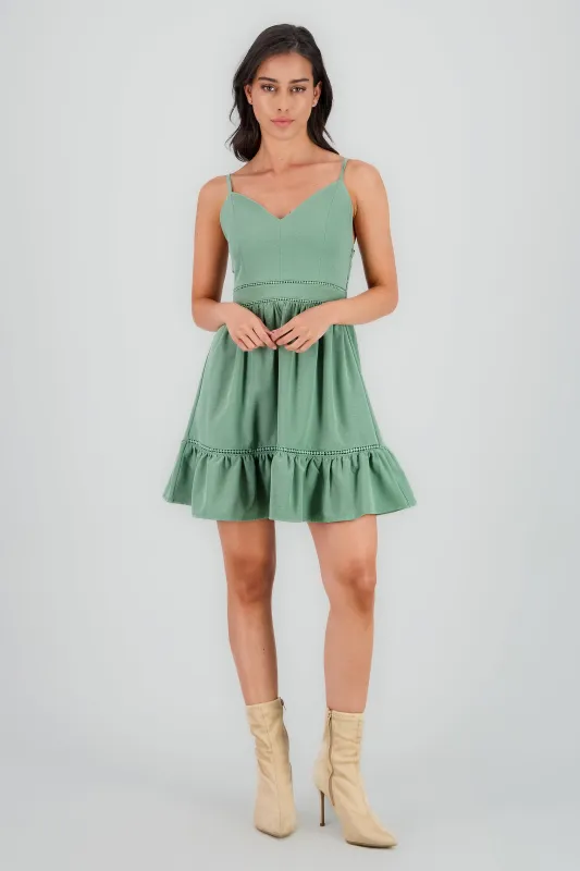 Vestido mini escote v detalle olan sold by Shasa
