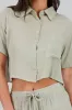 Camisa cuello polo de textura cropped sold by Shasa