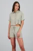 Camisa cuello polo de textura cropped sold by Shasa