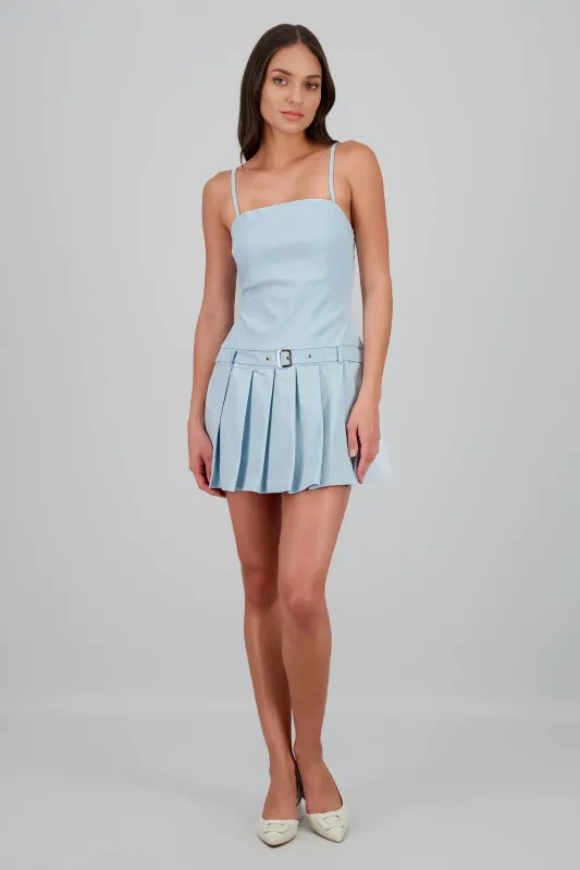 Vestido mini tableado con cinturon sold by Shasa