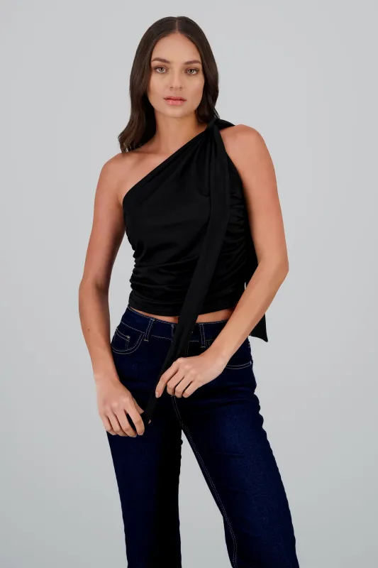 Top asimetrico con detalle en cuello sold by Shasa