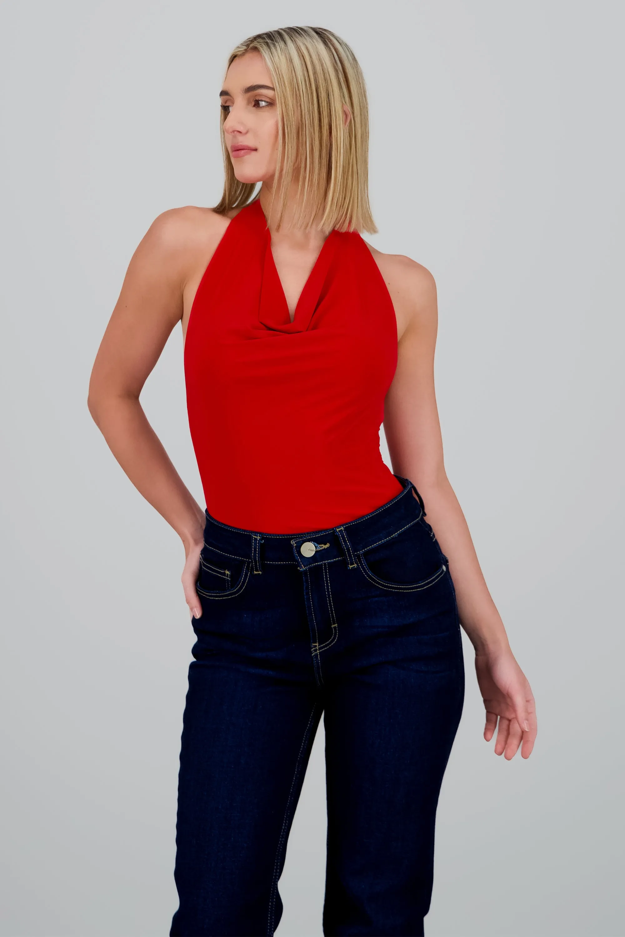 Bodysuit halter escote cascada drapeado sold by Shasa product image thumbnail 2