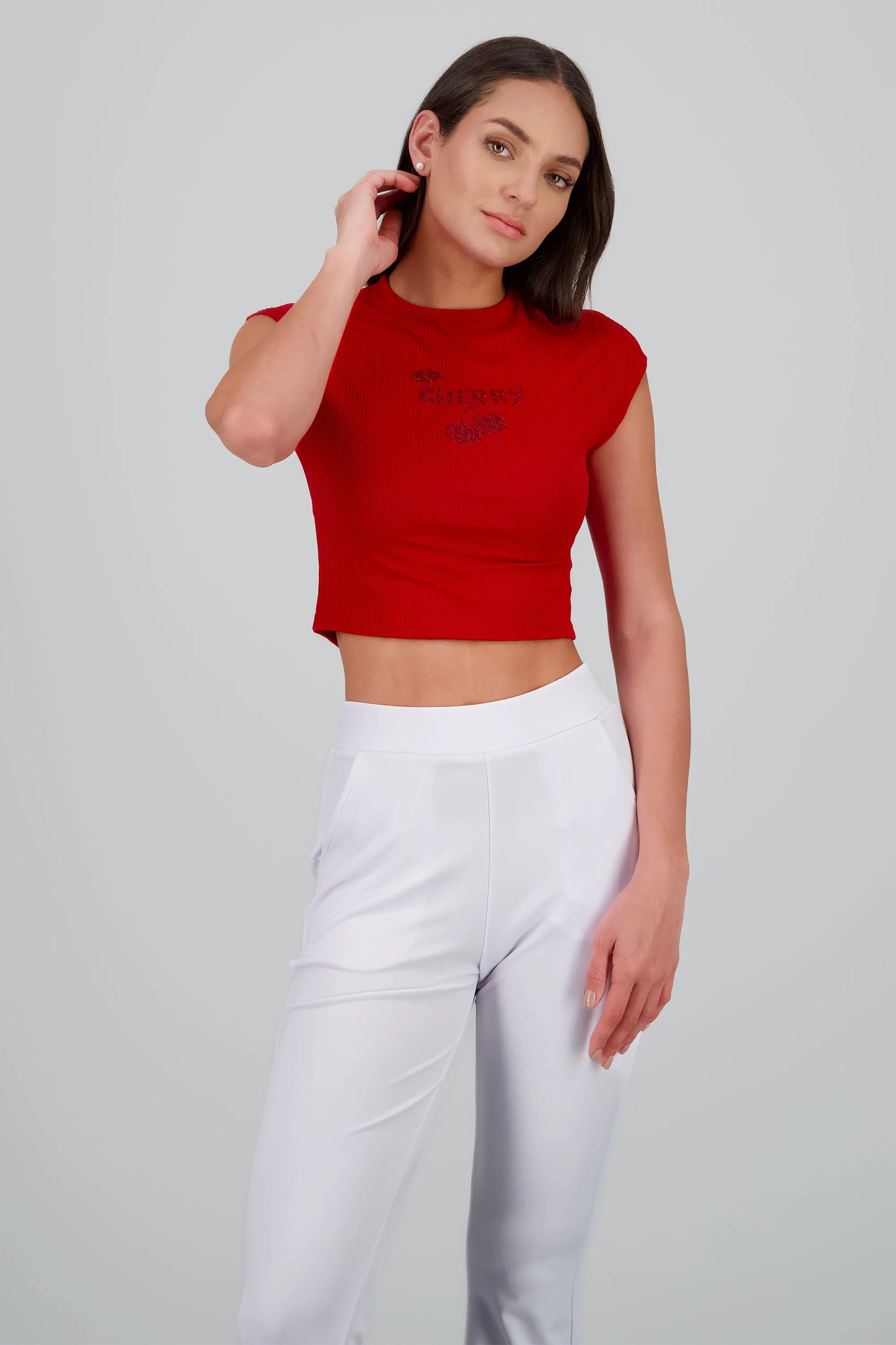 Top crop manga corta estampado cerezas sold by Shasa product image thumbnail 2