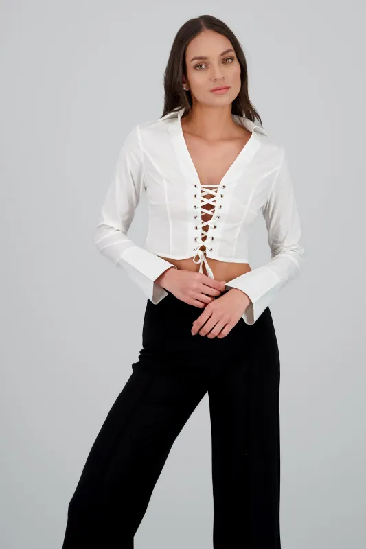 Blusa lace up sold by Shasa