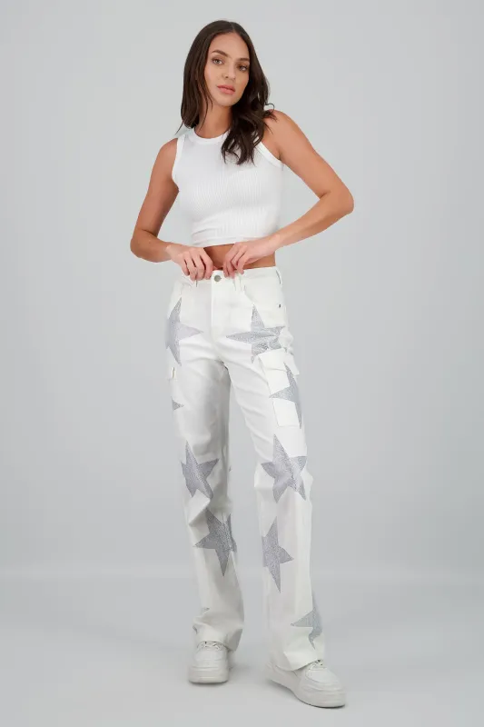 Jeans wide leg estrellas cargo sold by Shasa