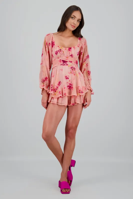 Vestido de flores de manga larga con olanes sold by Shasa