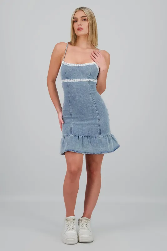Vestido denim detalle encaje sold by Shasa