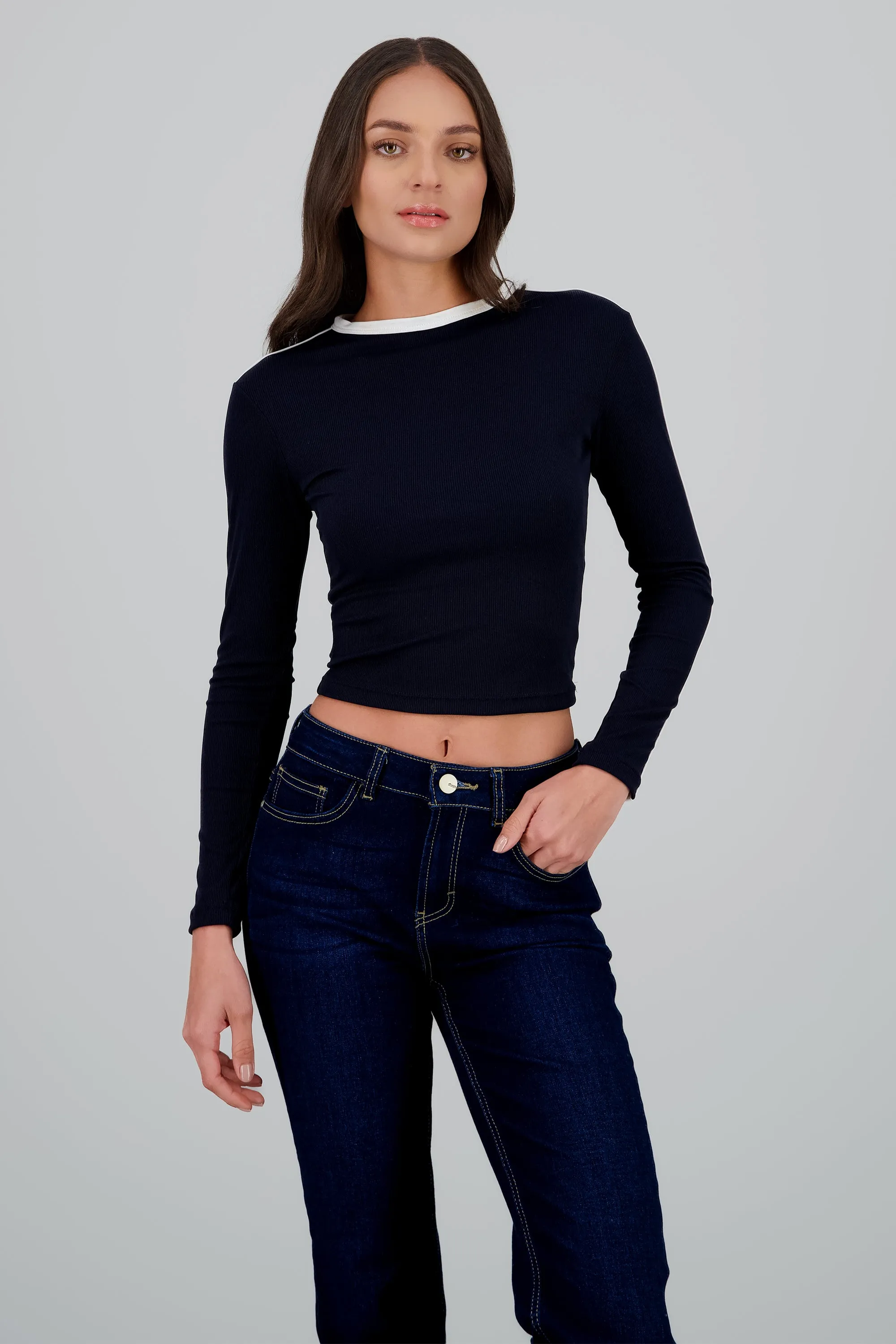 Playera manga larga rib lineas contraste sold by Shasa product image thumbnail 2