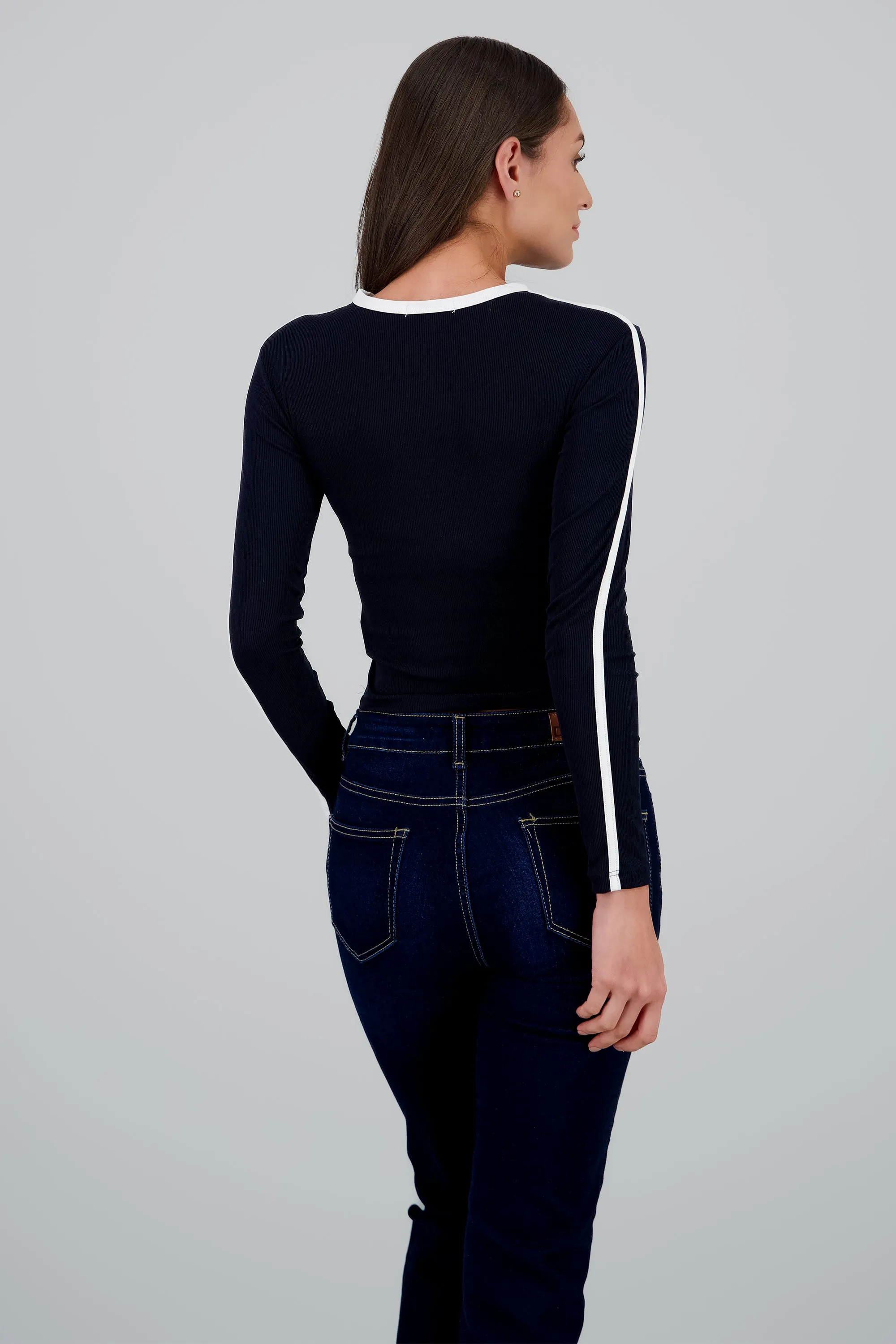 Playera manga larga rib lineas contraste sold by Shasa product image thumbnail 4