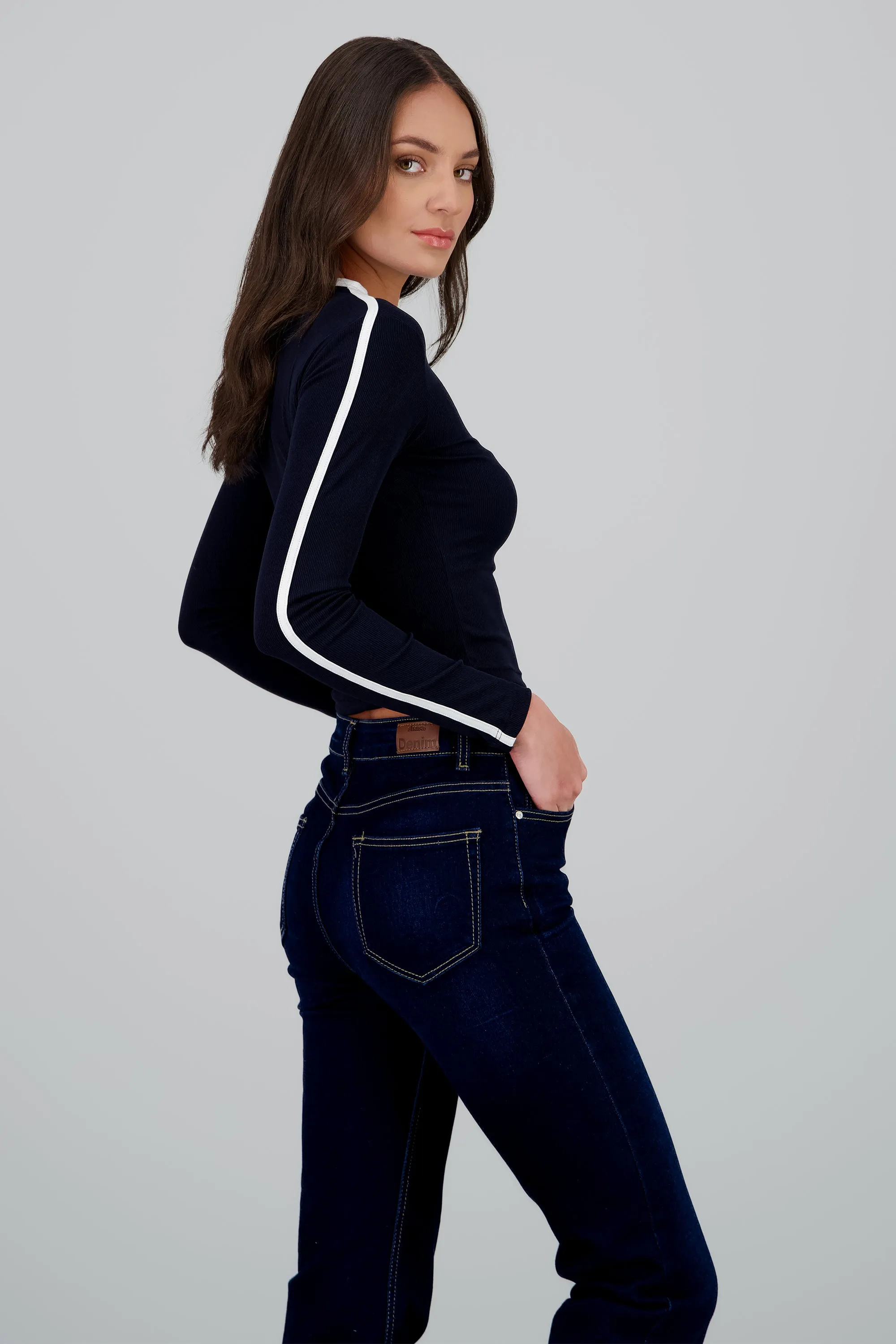 Playera manga larga rib lineas contraste sold by Shasa product image thumbnail 3