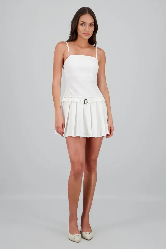 Vestido mini tableado con cinturon sold by Shasa